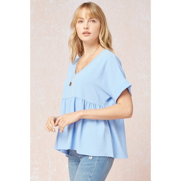 Entro Textured Babydoll Top, Blue